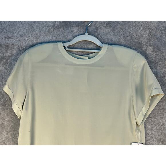 Rena Rowan Silk Blouse Size 10P Pale Green Office Career Wear Minimalist NWT - Picture 2 of 8